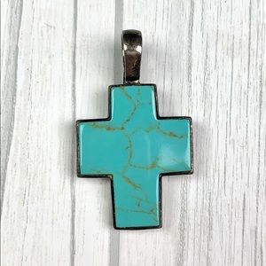 VTG silver natural turquoise cross pendant